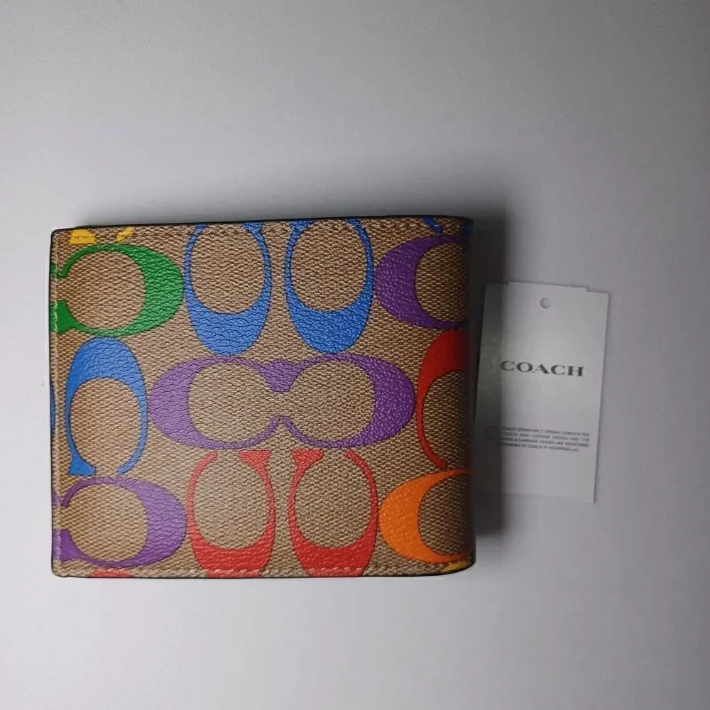 NWT COACH C9863 3-IN-1 WALLET RAINBOW SIGNATURE:NWT RAINBOW PRIDE
